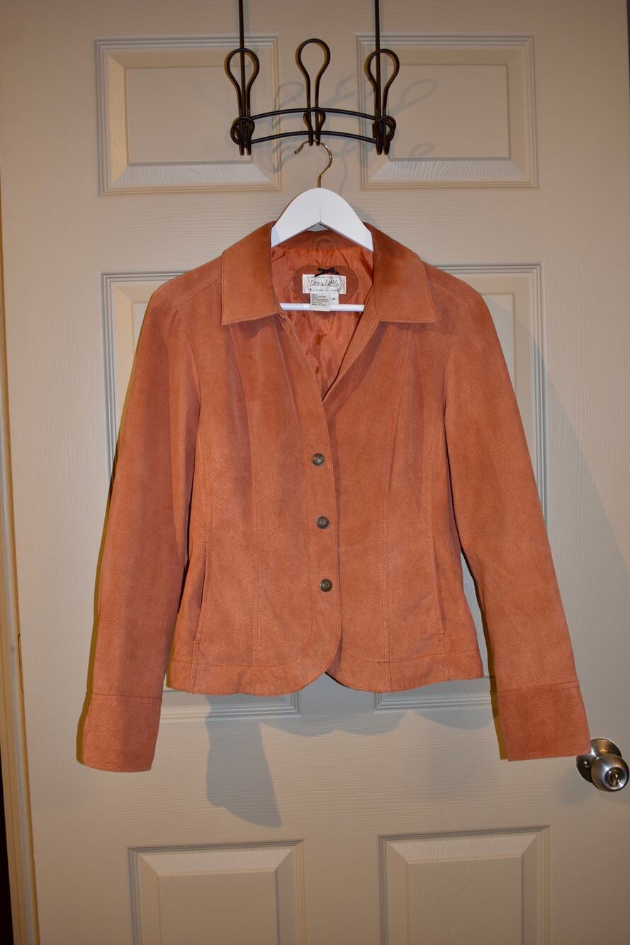 Live A Little Burnt Orange 100% Suede Leather Tailored Jacket M